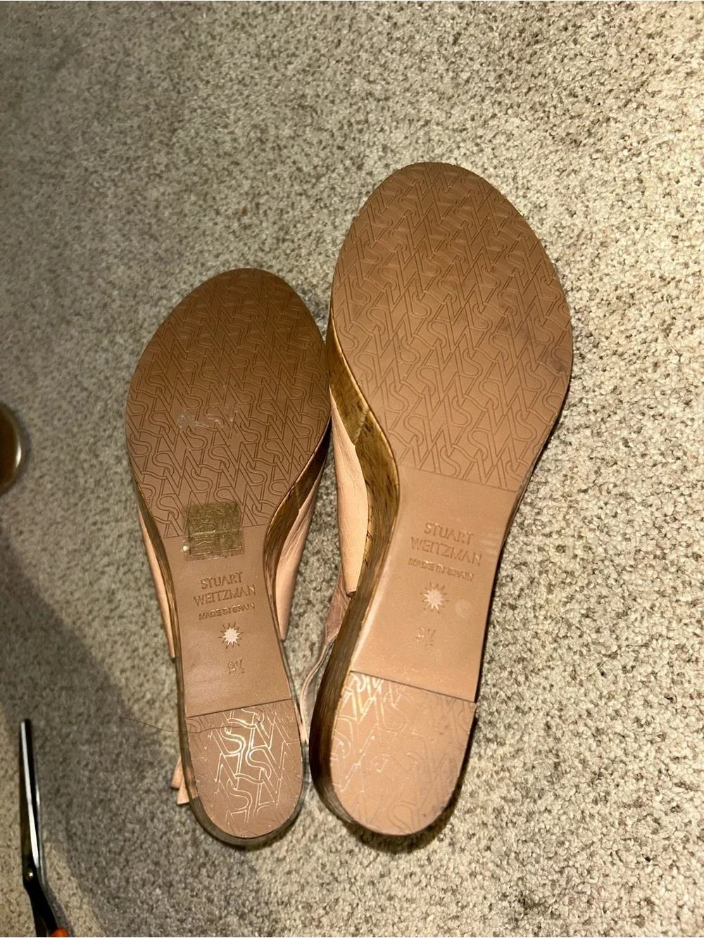 NEW Stuart Weitzman Women's Pink Slingback Cork Wedge Sandals Sz 9.5 - Picture 6 of 7